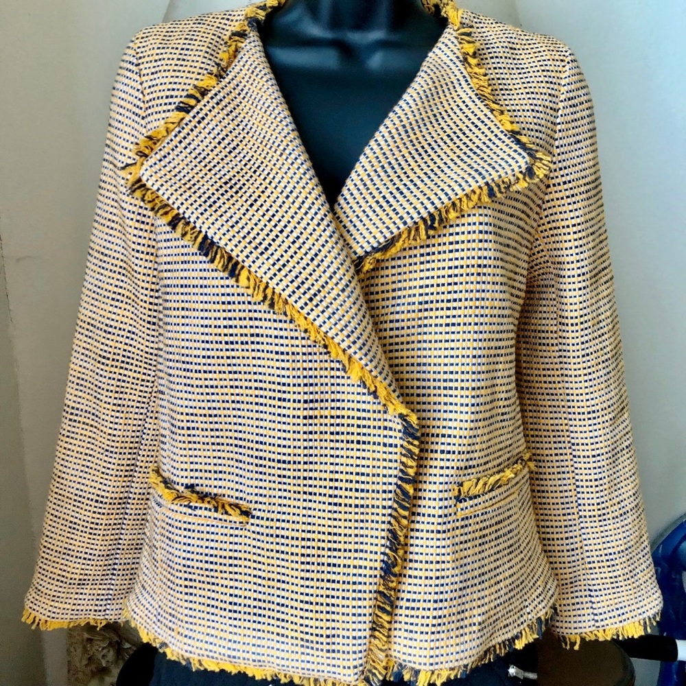 Ann Taylor Fringe Tweed open jacket